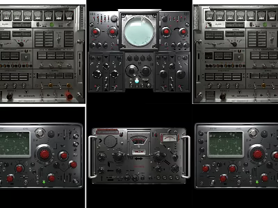 Advanced Industrial Control Panels With Multiple Units Knobs Displays And Metal Frames 3d model