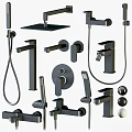 Black Modern Bathroom and Kitchen Faucets with Shower Head and Handheld Taps
