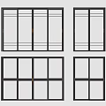 Modern Sliding Doors With Black Frame And Patterned Glass Panel Design 3d model