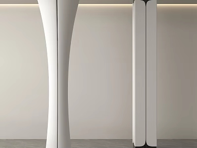 Modern White Columns In Minimalist Interior Space With Soft Lighting Design 3d model