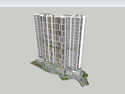 Modern High rise Residential Building With Glass Windows And Balconies 3d model