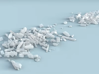 Small Irregular White Fragments Scattered On Light Blue Background Surface 3d model