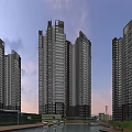Modern High Rise Residential Building With Glass Facade And Green Landscaping
