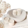 Elegant Decorative Ornament Set With Vases Dried Flowers Green Plants Candles Clock And Diffusers