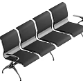 Row of Black Public Chairs With Metal Frame And Armrests For Waiting Areas