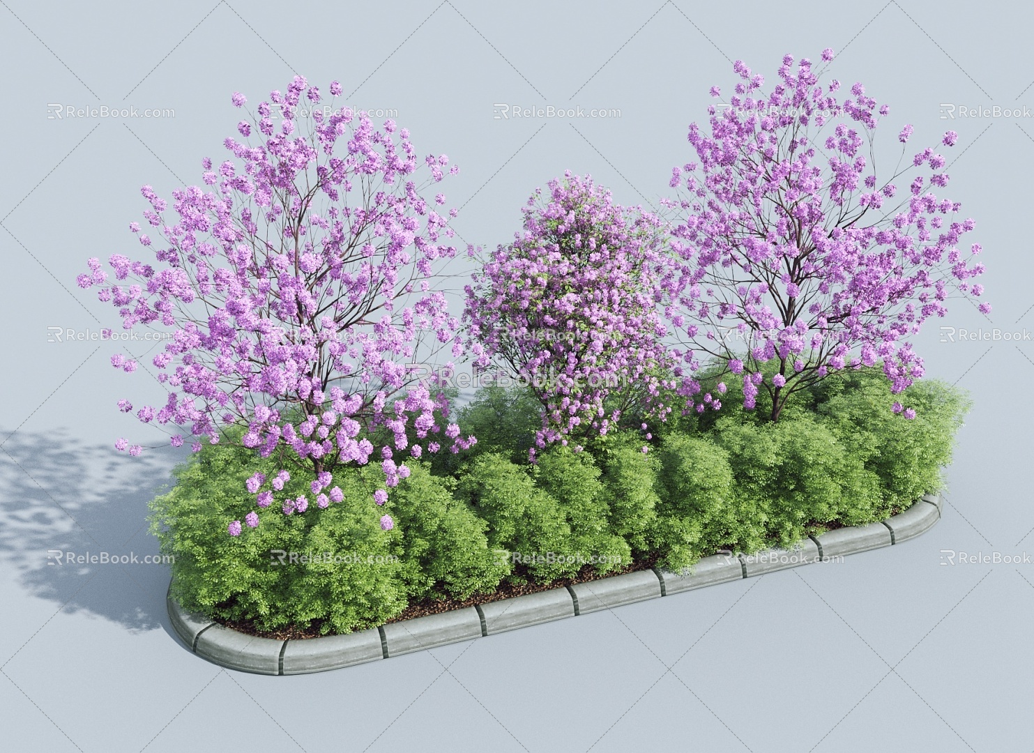 Modern bushes flowerbed flowertable 3d model