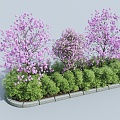 Modern bushes flowerbed flowertable 3d model