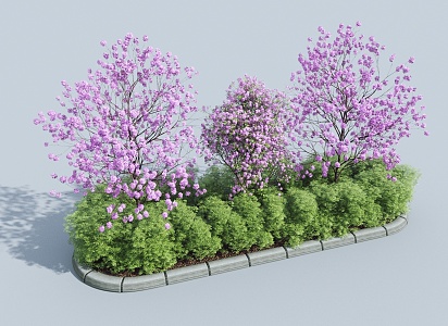 Modern bushes flowerbed flowertable 3d model