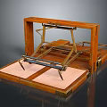 Vintage Wooden Mechanical Device with Metal Components and Platform Base