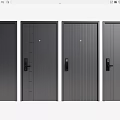 Grey Security Doors with Various Designs and Modern Panel Textures and Secure Locks 3d model