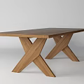 Modern Wooden Dining Table With Crossed X Shaped Legs And Smooth Surface 3d model