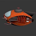 Red Steampunk Weapon With Metallic Texture Vented Structure And Wing Like Parts 3d model