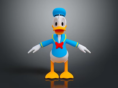 Cartoon Character Toy With Blue Hat Blue Shirt White Body Yellow Bowtie And Open Arms 3d model