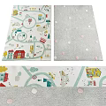 Colorful Square Rugs With Houses Trees Balloons And Playful Car Designs