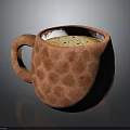 Red Honeycomb Textured Ceramic Cup with Coffee Foam and Spices for Daily Beverage