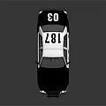 White And Gray Police Car With Roof Lights License Plate And Door Emblem