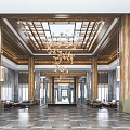 New Chinese Lobby Hotel Lobby Hotel Lobby Hotel Lobby Hotel Reception Area Reception VIP Waiting Area Reception Background Wall 3d model