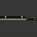 Detailed Sword With Black Scabbard Gold Decorations And Sharp Metal Blade