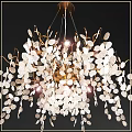 Elegant Modern Crystal Chandelier With Golden Frame And Circular Crystal Pieces