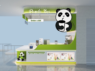 Milk Tea Shop Green Panda 3d model