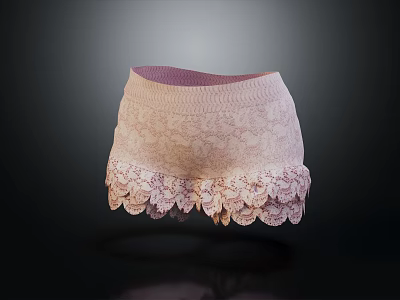Women's Pink Underwear Featuring Delicate Lace Trim And Knitted Waistband Comfortable Fabric 3d model