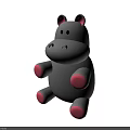 Cute Cartoon Hippo Plush Toy With Gray Body And Pink Ears Paws