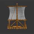 Handcrafted Wooden Boat Model with Traditional Planks Sail and Oar Deck Structure 3d model