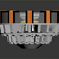 Circular Mechanical Equipment With Orange Black Stripes Silver Frame And Yellow Center