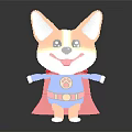 Adorable Corgi Plush Toy Wearing Blue Super Costume With Red Cape