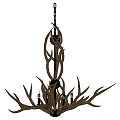 Rustic Antler Shaped Chandelier With Natural Branch Design And Multiple Lights 3d model