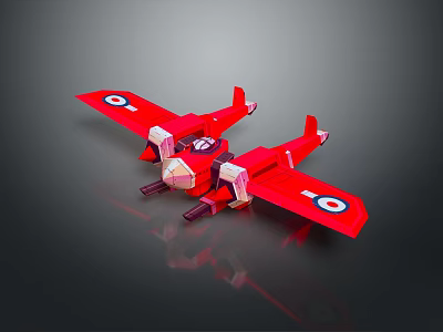Red Toy Biplane Detailed Design With Double Wings Propellers And Classic Markings 3d model