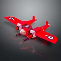 Red Toy Biplane Detailed Design With Double Wings Propellers And Classic Markings