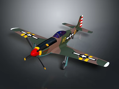 Vintage Military Aerospace Model Airplane With Green Brown Red Paint And Star Stripe Insignia 3d model