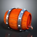 Rustic Wooden Barrel Design With Natural Wood Grain Metal Hoops Rivets And Tap