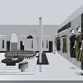 Elegant Minimalist Modern Clothing Store Interior With Women Fashion Mannequins And Cozy Lounge Space