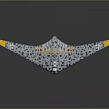 Triangle Wing Airplane With Blue Gray Body Black Spots And Yellow Wing Tips Design