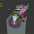 Mechanical Equipment With Green Digital Display White Robotic Arm And Black Silver Body