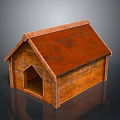 Rustic Wooden Dog House With Brown Roof And Front Entrance Design