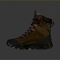Brown High Top Hiking Shoes With Mesh Upper And Green Sole Design