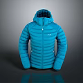 Blue Hooded RAB Down Jacket With Lightweight Quilted Design And Warm Insulation 3d model
