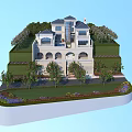 Classical Detached Villa With Arched Windows Lush Lawns And Surrounding Trees