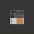 Industrial Style Interior Diorama With Pink Wall Red Door Exposed Pipes Shoe Rack And Plant