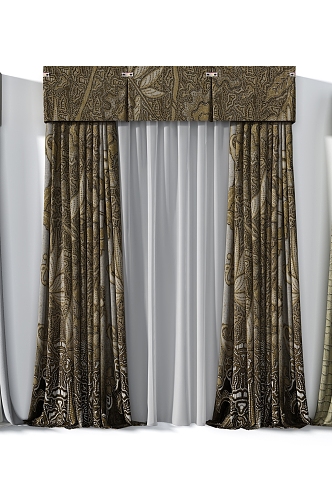 Light Luxury Advanced Imported Art Pattern Curtain Combination 3d model