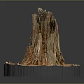 Wooden Stump Decorative Piece With Natural Stone Base And Rustic Textured Surface