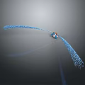 Butterfly Formed By Blue Particles With Flowing Trail In 3D Abstract Scene