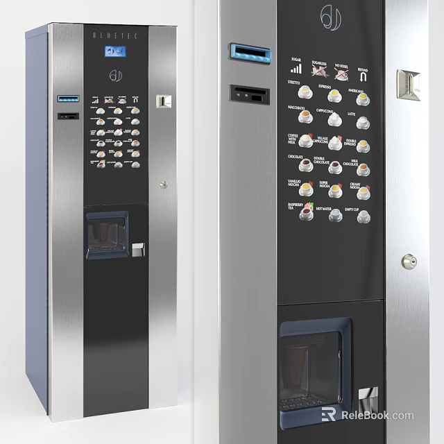 Stainless Steel Automatic Kitchen Appliance With Multiple Drink Options And Cup Dispenser 3d model