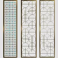 Modern Geometric Design Room Dividers With Metal Frames And Circular Patterns 3d model