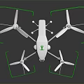 White Multi Rotor Drone Equipment With Green Path Lines And Sensors
