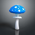 Vibrant Blue Mushroom with White Spots and White Stem Decorative Plant