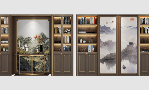 New Chinese Bookcase Combination 3d model